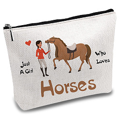 Лошадь Поликоттоновые холщовые сумки-хранилища с тематикой медсестры, металлические мешочки на молнии, прямоугольные, лошадь, 18x25 см