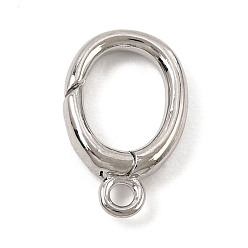 Platino Anillo de resorte de latón para puerta, oval, Platino, 15.5x10x3 mm, agujero: 2 mm