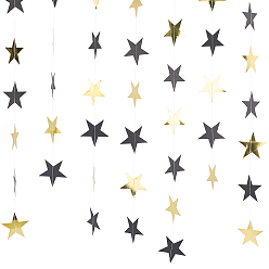 Золотистый 10шт. бумажных поздравительных баннеров в виде звезд, для праздничных украшений, золотые, 4000 мм