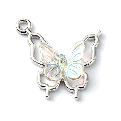 Colorful Alloy with Acrylic Pendants, Butterfly, Colorful, 19x19.5x3.5mm, Hole: 1mm