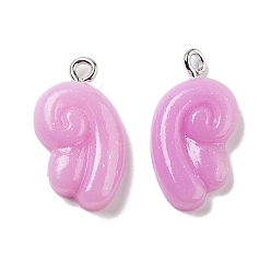 Бледно-Розовый Непрозрачные подвески смолы, с платиново-железными петлями, крыло, розовый жемчуг, 22.5x12.5x4 мм, отверстие : 2 мм