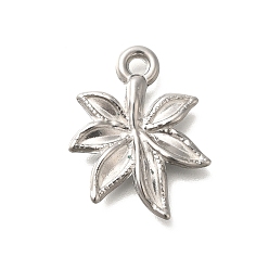 Нержавеющая Сталь Цвет Антикоррозийные 304 подвески из нержавеющей стали, очарование листа, цвет нержавеющей стали, 22.5x18x3 мм, отверстие : 2.2 мм