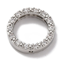 Платина Стойка из латуни с покрытием из кубического циркония с бусинами в рамке, без кадмия и без свинца, долговечный, круглые кольца, платина, 15x4 мм, отверстие : 1 мм