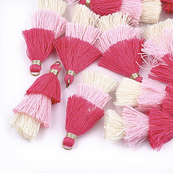 Разноцветный Кулон с кисточкой из поликоттона (полиэстер), с железной фурнитурой, золотые, красочный, 39~40x19~26x6~7 мм, отверстие : 4 мм