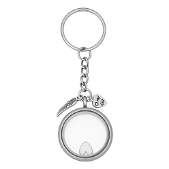 Платиновый & Цвет Нержавейки 304 брелоки-медальоны из нержавеющей стали, с кольцами из нержавеющей стали, плоско-круглые, платины и нержавеющая сталь цвет, 89 мм