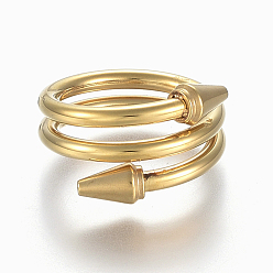 Golden 304 Stainless Steel Wide Band Finger Rings, Size 6~9, Golden, 16~19mm