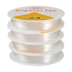 Прозрачный 4 рулоны круглой кристаллической эластичной нити, для браслетов изготовление ювелирных изделий из драгоценных камней ремесло из бисера, прозрачные, 0.4 мм, около 19.6 ярдов (18 м) / рулон