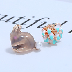 Небесно-голубой Элегантные серьги-гвоздики из цинкового сплава в виде цветка кролика для женщин, голубой, 9~13 мм