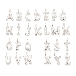 Серебро 26 шт. 26 стили 925 подвески из стерлингового серебра, Письмо ~ Z, серебряные, 8~8.5x2.5~5.5x1.5~3 мм, отверстие : 1.5 мм, 1 шт / стиль