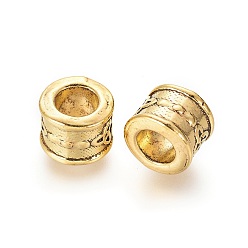 Античное Золото Европейские бусины тибетского стиля , колонна с троичным узлом / трикетрой, ирландцы, без кадмия, без никеля и без свинца, античное золото , 10x8 мм, отверстие : 6 мм