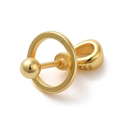 Золотой 925 Зажимные скобы в виде планет из стерлингового серебра в виде медальона, для жемчужных бусин из драгоценных камней, с печатью 925, золотые, 11.5x9 мм, отверстие : 4x2.5 мм