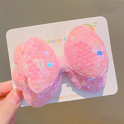 Бледно-Розовый Заколка для волос из фетровой ткани с пайетками из кожи аллигатора, с зажимом из сплава, розовый жемчуг, 90x60x22 мм