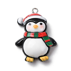 Пингвин Рождественские подвески из непрозрачной смолы, с железной платиной петлей, пингвин, 34x25x11 мм, отверстие : 2 мм