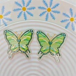 Зеленый лайм Прозрачные акриловые подвески-бабочки, зеленый лайм, 37x36 мм