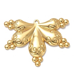 Doré  304 en acier inoxydable gros pendentifs, charmes de feuilles, placage ionique (ip), or, 57.5x74x5mm, Trou: 3mm