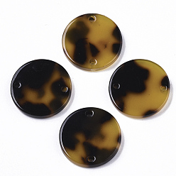 Goldenrod Cellulose Acetate(Resin) Links Connectors, Flat Round, Goldenrod, 17.5x2.5mm, Hole: 1.5mm