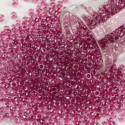 (350) Inside Color Crystal/Fuchsia Lined Toho runde Rocailles, japanische Rocailles, (350) Innenfarbe Kristall / Fuchsia gefüttert, 8/0, 3 mm, Bohrung: 1 mm, über 222pcs / Flasche, 10 g / Flasche