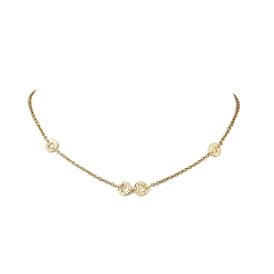 Золотой 304 ожерелья из нержавеющей стали с подвесками в виде дисков любви, золотые, 15.75 дюйм (40 см)