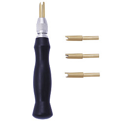 Черный Набор для сгиба края кожи, с деревянной ручкой и сменными латунными головками, для инструментов ручной работы из кожи своими руками, чёрные, 11.5 см