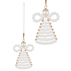 Angel & Fairy Рождественские украшения из бисера из стеклянных семян, плетеные подвесные украшения из нейлоновой нити, ангел и фея, 125 мм