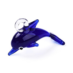 Полуночно-синий Ручной работы подвески серебряной фольгой бусины, прелести дельфинов, темно-синий, 27~29x44~46x16.5~18.5 мм, отверстие : 4~5x4~6 мм