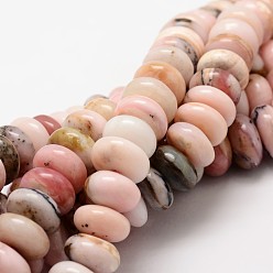 Pink Opal Rondelle Natural Pink Opal Beads Strands, 13~14x5~8mm, Hole: 1mm, about 47~62pcs/strand, 15.5 inch