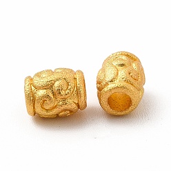 Couleur Or Mat Crémaillère perles en alliage placage, baril, couleur or mat, 6x4.7mm, Trou: 2mm