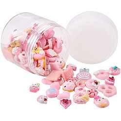 Pink Кабошоны из смолы, разнообразные, розовые, 10~35x6~25x2~18 мм, Около 90~100 шт / коробка