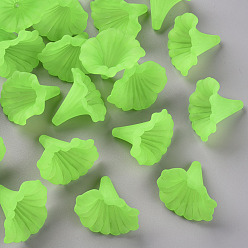 Lawn Green Transparent Acrylic Beads, Calla Lily, Frosted, Lawn Green, 40.5x33x35mm, Hole: 1.8mm, about 135pcs/500g