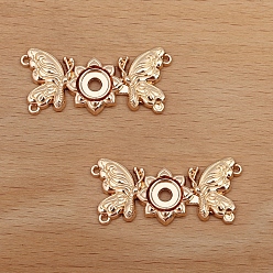 Light Gold Alloy Snap Lock Clasps, Butterfly, Light Gold, 35x15mm