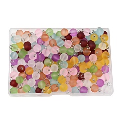 (52) Непрозрачная лаванда 160шт. подвески из матового прозрачного стекла, круглые, с петлями из платиновой латуни, разноцветные, 12.5x8.5 мм, отверстие : 2.5 мм