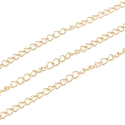 Золотой Вакуумное покрытие pvd 304 цепь из нержавеющей стали, пайки, с катушкой, золотые, 4x3x0.5 мм, 82 футов (25 м) / рулон