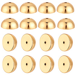 Настоящее золото 18K 8 шт. Латунные гайки для ушей, полукруглые спинки ушей, реальный 18 k позолоченный, 9x5 мм, отверстие : 1.2 мм