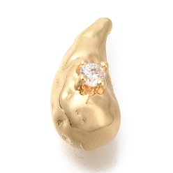 Золотой Латунные микро проложить кубического циркония подвески, долговечный, подвески в форме слезы, золотые, 11x5.5x7 мм, отверстие : 1.2 мм