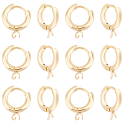 Настоящее золото 24K 20 шт. 201 серьги-кольца из нержавеющей стали, с петлями и 316 хирургическими штифтами из нержавеющей стали, реальный 24 k позолоченный, 18 датчик, 16x13.5x2.5 мм, отверстие : 2.5 мм, штифты : 1 мм