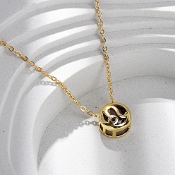 Лео Латунный паве кубический цирконий камень рождения созвездие кулон кабель цепочка ожерелья, золотые, Лев, 18.35 дюйм (46.6 см)