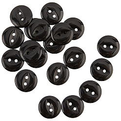 Серый 100шт 2-отверстие смоляные кнопки, плоско-круглые, серые, 15 мм