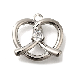 Платина Стойка металлическая латунная микропрофилированная кубическая циркония подвески, долговечный, без свинца и без кадмия, сердце прелести, платина, 14.5x15x4 мм, отверстие : 1.5 мм