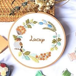 Цветок Наборы для вышивания, включая ткань для вышивания и нитки, игла, инструкция, цветок, 220x150 мм