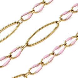 Pink 304 цепи эмалированные из нержавеющей стали, пайки, с катушкой, ионное покрытие (ip), розовые, 20x6x1 мм