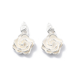 Цветок 925 подвески-цветы из стерлингового серебра, с печатью 925, серебряный цвет гальваническим, роза, 11x9x3.5 мм, отверстие : 1x2.5 мм