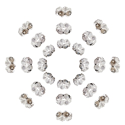 Crystal 150Pcs 3 Style Brass Rhinestone Spacer Beads, Grade A, Wavy Edge, Silver Color Plated, Rondelle, Crystal, 50pcs/style