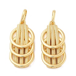 Настоящее золото 18K Латунные подвески, кольцо, без кадмия и без свинца, стойки покрытие, долговечный, с целью перехода в кольце, реальный 18 k позолоченный, 42.5x21x7 мм, отверстие : 10.5x7 мм