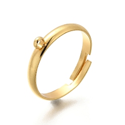 Настоящее золото 18K Регулируемые 316 настройки манжетного кольца из хирургической нержавеющей стали, реальный 18 k позолоченный, 3 мм, отверстие : 1.8 мм, внутренний диаметр: 175 мм
