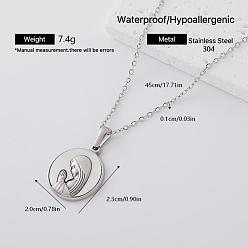 Stainless Steel Color 304 Stainless Crystal Rhinestone Religion Virgin Pendant Necklaces for Women, with Resin, White, Stainless Steel Color, 17.72 inch(45cm)