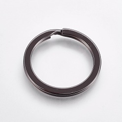 Черный Цвет Металла Сплав разделить брелоки, брелок для ключей, металлический черный , 28x2 мм, Внутренний диаметр: 22 мм