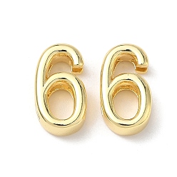 Настоящее золото 18K Прелести латунных слайд, без свинца и без кадмия, долговечный, стойки покрытие, число 6, реальный 18 k позолоченный, 16.5x9x5.5 мм, отверстие : 10.5x2.3 мм