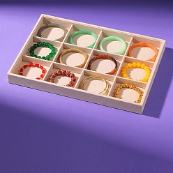 Персиковый Слойка 12 сетчатый лоток для хранения ювелирных изделий из бархатного браслета, держатель-органайзер для браслета, прямоугольные, розовые, 24x35x3 см