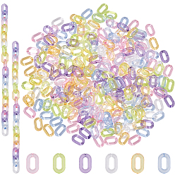 Mixed Color 600Pcs 6 Colors Transparent Acrylic Linking Rings, Quick Link Connectors, For Jewelry Cable Chains Making, Oval, Mixed Color, 15x9x3mm, Inner Diameter: 3.5x9mm, 100pcs/color