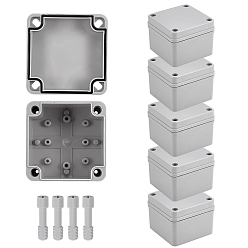 Gray Outdoor Waterproof ABS Plastic Cable Boxes, Square, Gray, 9.5x9.5x7.5cm